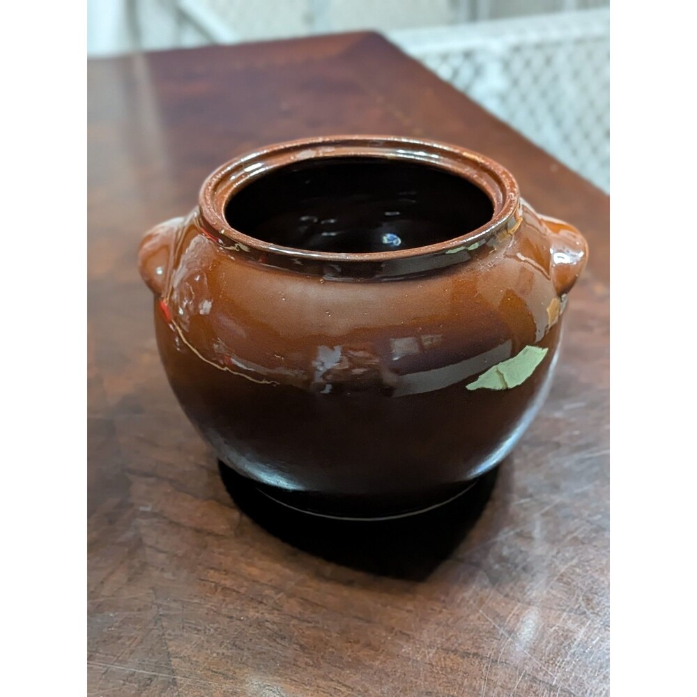 Vintage Watt Pottery Ovenware Bean Pot Brown Glazed with Handle USA No Lid 76